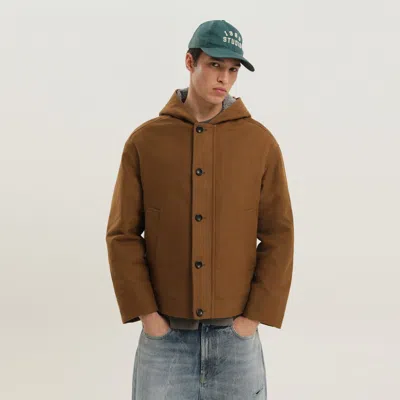 1989 Studio Jacket Workwear Front Pockets Hood Long Sleeves In Brown