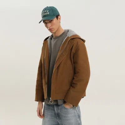 1989 Studio Jacket Workwear Front Pockets Hood Long Sleeves In Brown