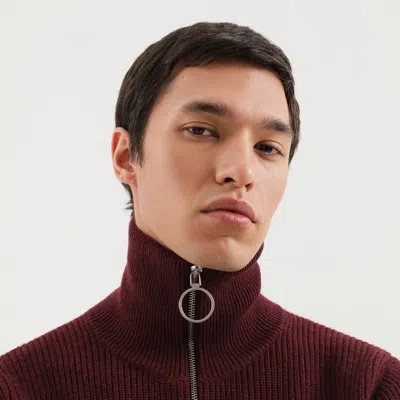 1989 Studio High Collar Ribbed Texture Turtleneck Sweater In Burgundy