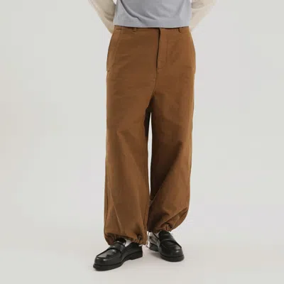 1989 Studio Elasticated Cuffs Side Pockets Belt Loops Trousers In Brown