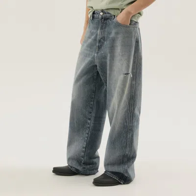 1989 Studio Distressed Wide-leg Denim Trousers With Belt Loops In Gray
