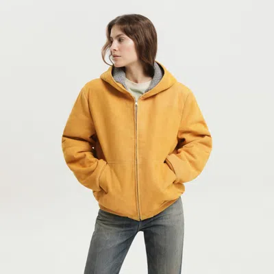 1989 Studio Suede Hoodie With Ribbed Cuffs And Hem In Yellow