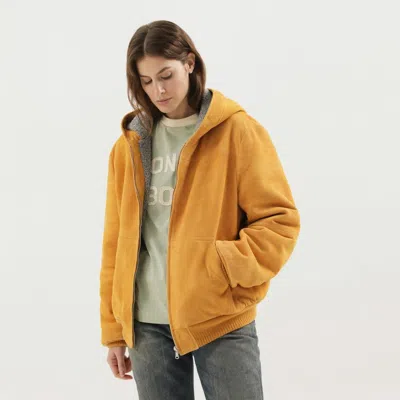 1989 Studio Suede Hoodie With Ribbed Cuffs And Hem In Yellow