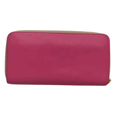 Pre-owned Loewe Anagram Pink Leather Wallet  ()