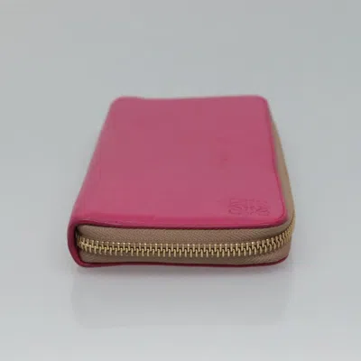 Pre-owned Loewe Anagram Pink Leather Wallet  ()