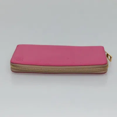Pre-owned Loewe Anagram Pink Leather Wallet  ()