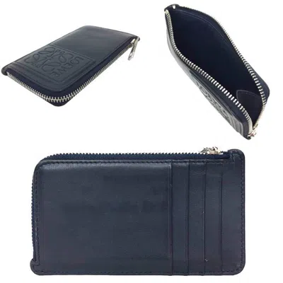Pre-owned Loewe Navy Leather Coin Purse/coin Case () In Blue