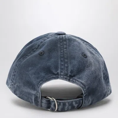 Acne Studios Blue Washed Effect Baseball Cap With Logo In Blue