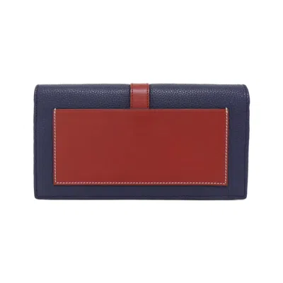 Pre-owned Loewe Navy Red Color Leather Chain/shoulder Wallet ()