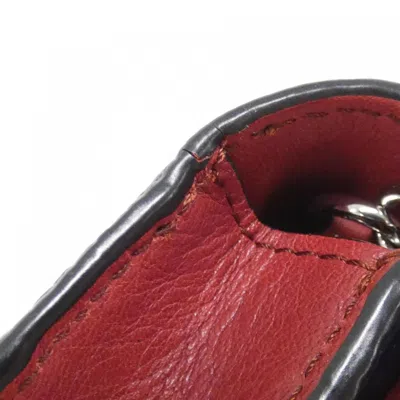 Pre-owned Loewe Navy Red Color Leather Chain/shoulder Wallet ()