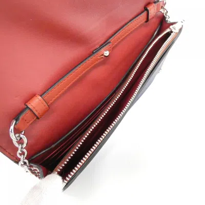 Pre-owned Loewe Navy Red Color Leather Chain/shoulder Wallet ()