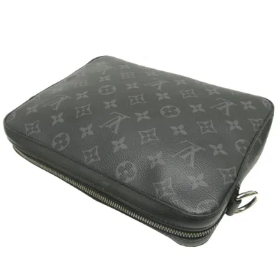 Pre-owned Louis Vuitton Black Gray Monogram Eclipse Monogram Eclipse Monogram Reverse Pouch Shoulder Bag (pre-