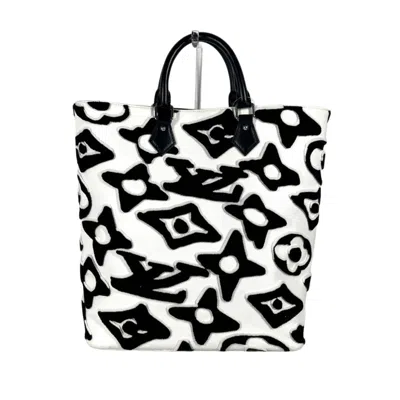 Pre-owned Louis Vuitton Black White Coated Canvas Shoulder Bag Tote Bag ()