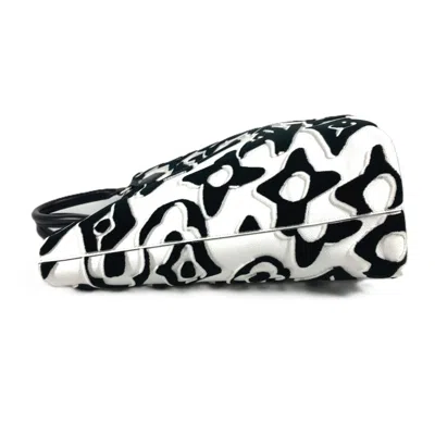 Pre-owned Louis Vuitton Black White Coated Canvas Shoulder Bag Tote Bag ()