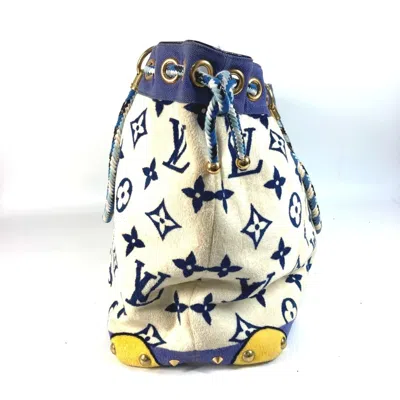 Pre-owned Louis Vuitton Blue White Pile Fabric Boston Bag Shoulder Bag Tote Bag ()