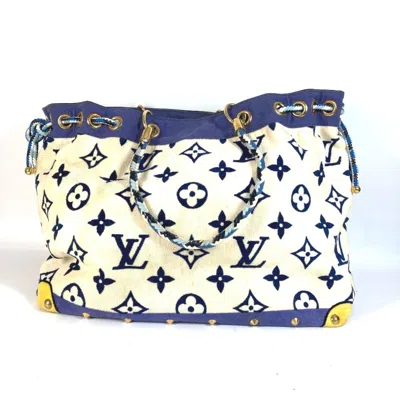 Pre-owned Louis Vuitton Blue White Pile Fabric Boston Bag Shoulder Bag Tote Bag ()