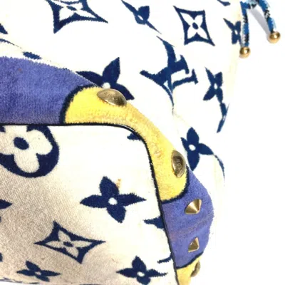 Pre-owned Louis Vuitton Blue White Pile Fabric Boston Bag Shoulder Bag Tote Bag ()