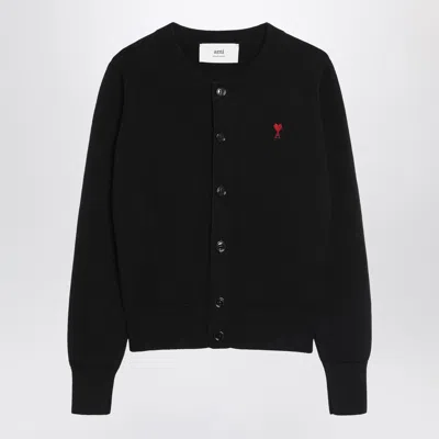 Ami Alexandre Mattiussi Ami Paris Black Ami De Coeur Cardigan Women In Black
