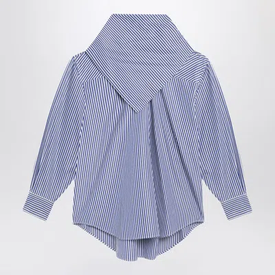 Ami Alexandre Mattiussi Ami Paris Blue Striped Poplin Shirt With Scarf In Blue