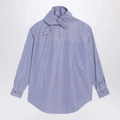 Ami Alexandre Mattiussi Ami Paris Blue Striped Poplin Shirt With Scarf In Blue