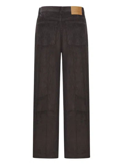 Ami Alexandre Mattiussi Wide Leg Corduroy Trousers Featuring Pockets In Gray