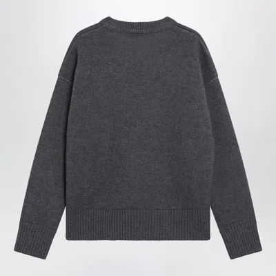 Ami Alexandre Mattiussi Crew Neck Long Sleeve Sweater With Ribbed Edges In Gray
