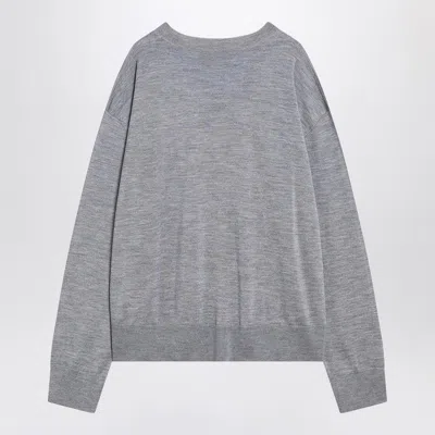 Ami Alexandre Mattiussi Ami Paris Gray Ami De Coeur Sweater In Wool And Silk In Gray
