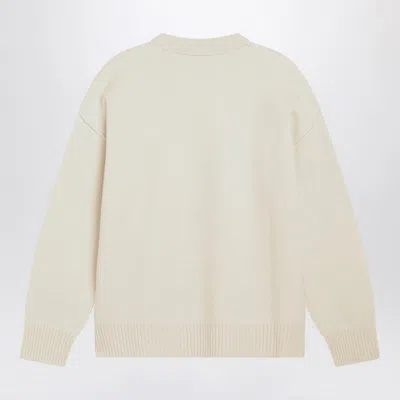 Ami Alexandre Mattiussi Ami Paris White Ami De Coeur Sweater Men In Brown
