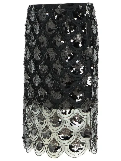 Rotate Birger Christensen 'sequin' Black Polyester Skirt In Black