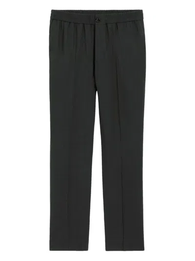 Ami Alexandre Mattiussi Black Wool Elasticated Waist Trousers Grey In Black
