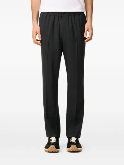 Ami Alexandre Mattiussi Black Wool Elasticated Waist Trousers Grey In Black