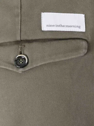 Nine In The Morning Button-fly Cotton Trousers In Green