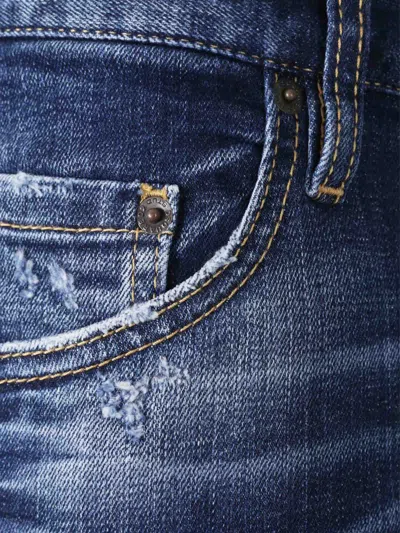 Dsquared2 Distressed Slim Cut Denim Trousers In Blue