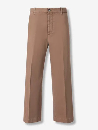 Nine In The Morning Button-fastening Cotton Trousers In Brown