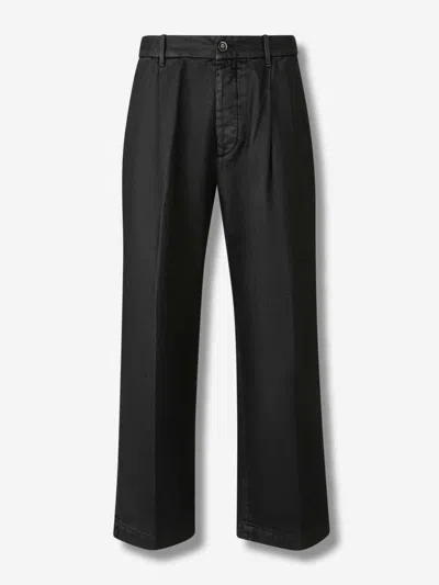 Nine In The Morning Pleated Cotton Trousers In Black