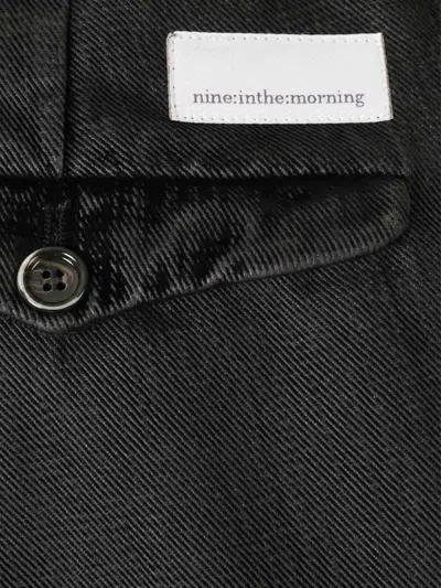 Nine In The Morning Pleated Cotton Trousers In Black