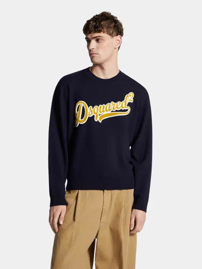 Dsquared2 Wool Sweater Featuring Ribbed Cuffs And Hem In Black
