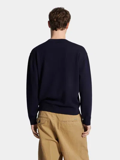 Dsquared2 Wool Sweater Featuring Ribbed Cuffs And Hem In Black