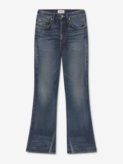 Agolde Denim Trousers With Belt Loops In Blue