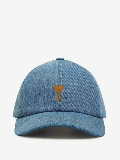 Ami Alexandre Mattiussi Ami Paris Denim Embroidered Cap In Blue