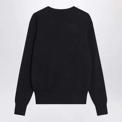 Ami Alexandre Mattiussi Ami Navy Blue Cotton Jersey Sweater With Signature Embroidered Motif In Blue