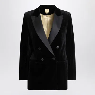 Max Mara Velvet Blazer With Satin Lapels And Buttons In Black
