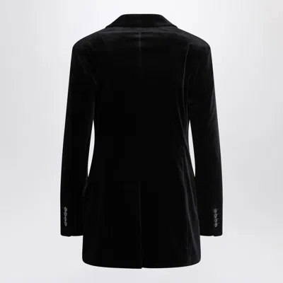 Max Mara Velvet Blazer With Satin Lapels And Buttons In Black