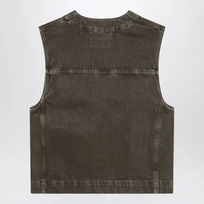 Lemaire Moss Green Denim Vest In Green