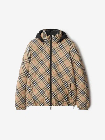 Burberry Reversible Puffer Jacket Drawstring Hem In Brown