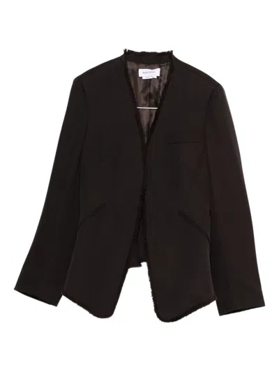 Alexander Mcqueen Mcqueen Raw Edge Wool Canvas Peplum Blazer In Black