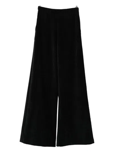 Forte Forte High-waisted Wide-leg Velvet Trousers In Black