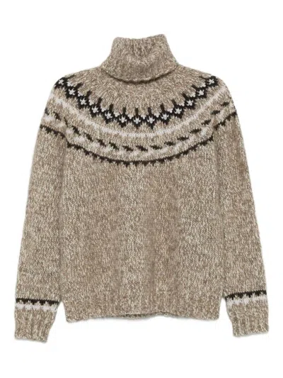 P.a.r.o.s.h High Neck Knitwear With Fair Isle Design In Gold