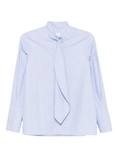 Trame Auree Stripe-pattern Tie-neck Shirt In Brown