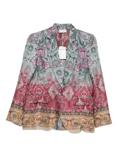 Pierre-louis Mascia Silk Single-breasted Jacket In Blue